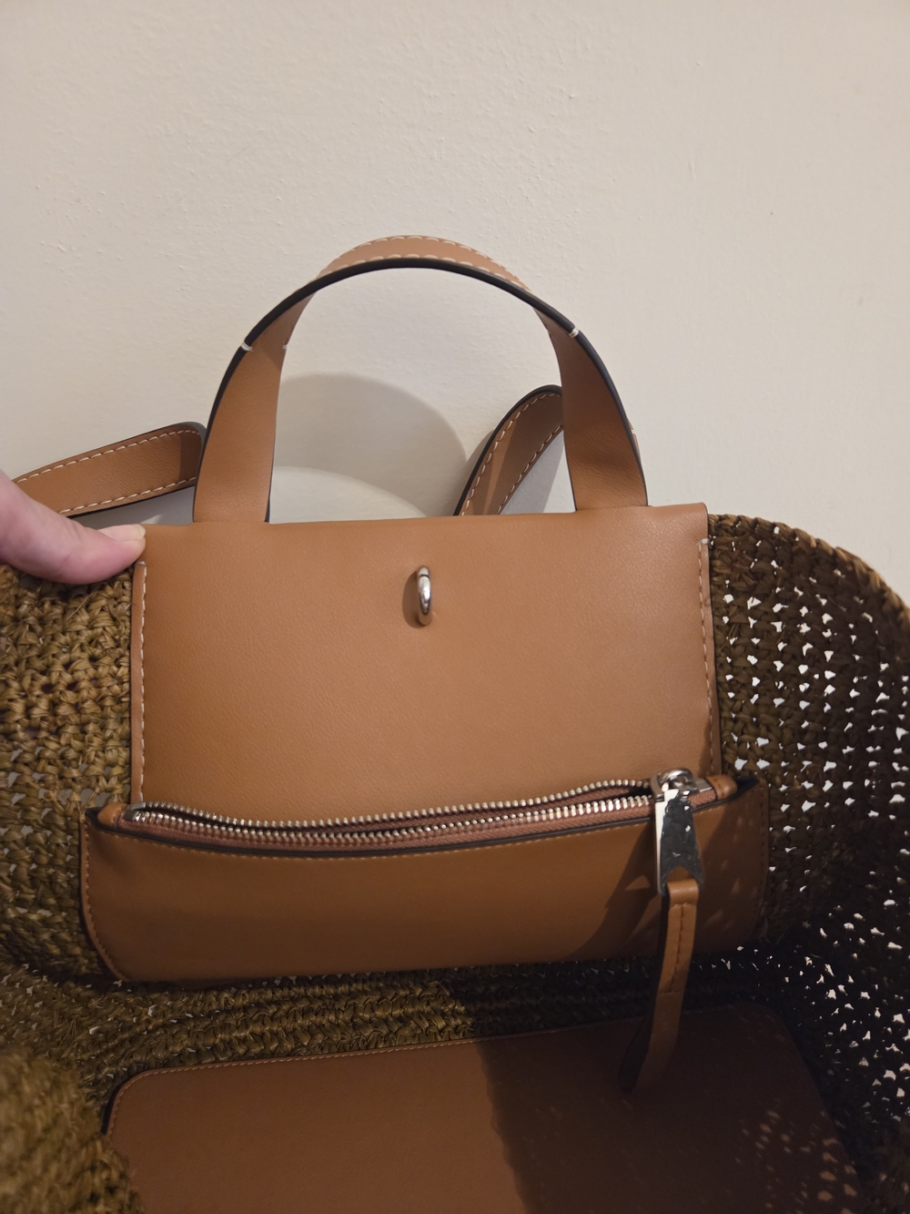 Proenza Schouler Brown Woven Tote with Tan Leather Panel - Picture 8 of 10